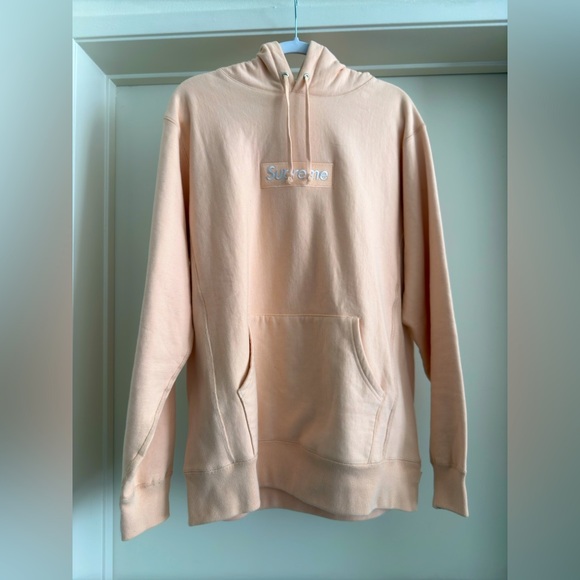 Authentic Supreme Peach Box Logo Hoodie- Large Sweatshirts & Hoodies